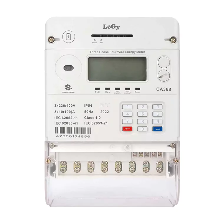 Driefasige toetsenbord prepaid energiemeter